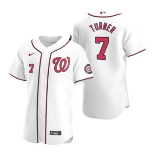 Men's Trea Turner Washington Nationals Flex Base Jersey Black Golden White Home