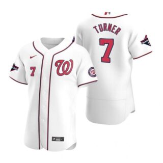 Men's Trea Turner Washington Nationals Flex Base Jersey Navy World Series Champions White WS
