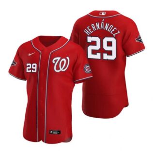 Men's Yadiel Hernandez Washington Nationals Flex Base Jersey Red World Series Champions Red WS