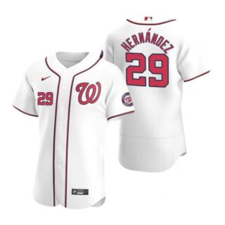 Men's Yadiel Hernandez Washington Nationals Flex Base Jersey Red White Home