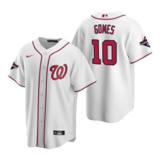 Men's Yan Gomes Washington Nationals Cool Base Jersey Red World Series Champions White WS