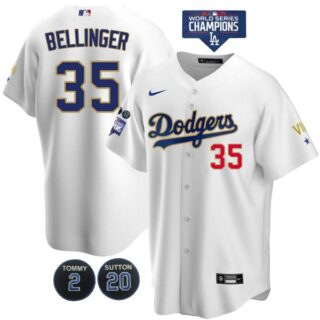 Men's Los Angeles Dodgers Cody Bellinge Jersey World Series Champions Special Edition White Gold
