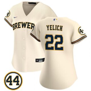 Women's #22 Christian Yelich Milwaukee Brewers Cream Jersey Cream