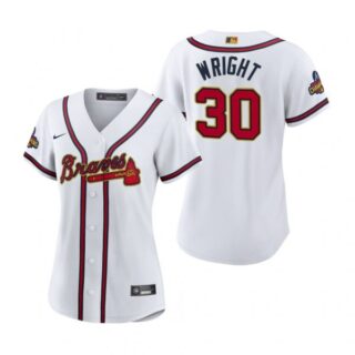 Women's Atlanta Braves Kyle Wright 2022 Gold Program White Stitched Jersey