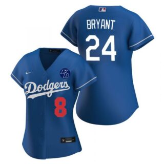 Women's Los Angeles Dodgers Kobe Bryant #8 #24 KB Patch Jersey Stitched Royal