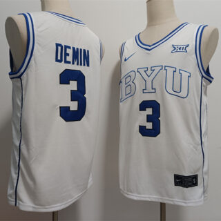 Men's BYU Cougars #3 Egor Demin White 2024 Stitched Jersey