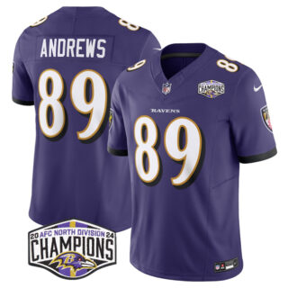 Men's Baltimore Ravens #89 Mark Andrews Purple F.U.S.E 2024 AFC North Division Champions Vapor Limited Football Jersey