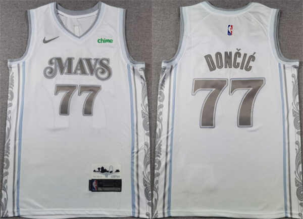 Men's Dallas Mavericks #77 Luka Dončić White 2024-25 City Edition Stitched Basketball Jersey