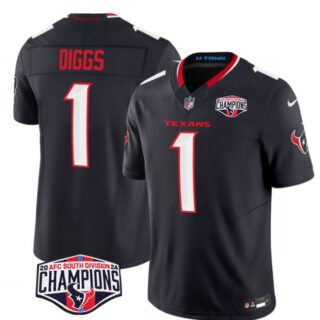 Men's Houston Texans #1 Stefon Diggs Navy F.U.S.E. 2024 AFC South Division Champions Vapor Limited Stitched Football Jersey