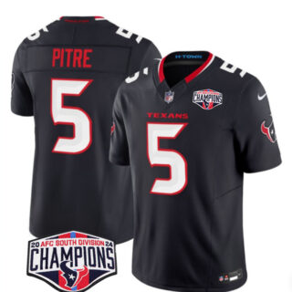 Men's Houston Texans #5 Jalen Pitre Navy F.U.S.E. 2024 AFC South Division Champions Vapor Limited Stitched Football Jersey