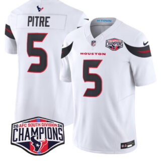 Men's Houston Texans #5 Jalen Pitre White F.U.S.E. 2024 AFC South Division Champions Vapor Limited Stitched Football Jersey