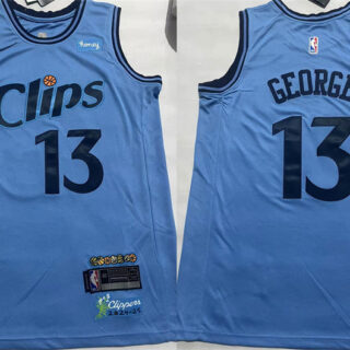 Men's Los Angeles Clippers #13 Paul George Light Blue 2024-25 City Edition Stitched Jersey