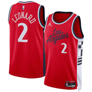 Men's Los Angeles Clippers #2 Kawhi Leonard Red 2024 25 Statement Edition Stitched Jersey