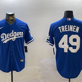 Men's Los Angeles Dodgers #49 Blake Treinen Royal Cool Base Stitched Baseball Jersey