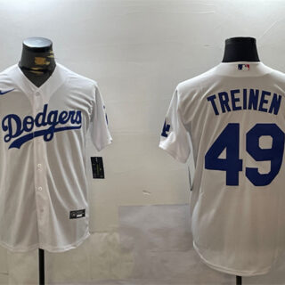 Men's Los Angeles Dodgers #49 Blake Treinen White Cool Base Stitched Baseball Jersey