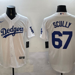 Men's Los Angeles Dodgers #67 Vin Scully White Cool Base Stitched Baseball Jersey