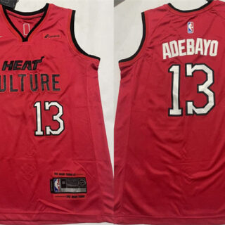 Men's Miami Heat #13 Bam Adebayo Red 2024-25 City Edition Stitched Basketball Jersey