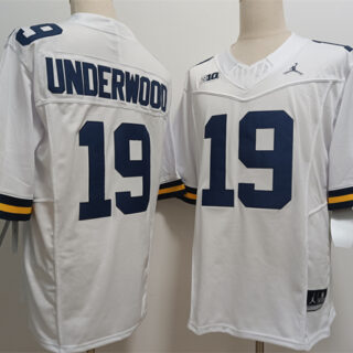 Men's Michigan Wolverines #19 Bryce Underwood White 2024 F.U.S.E. Stitched Jersey