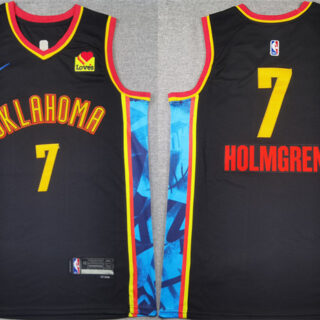 Men's Oklahoma City Thunder #7 Chet Holmgren Black 2024-25 City Edition Stitched Basketball Jersey