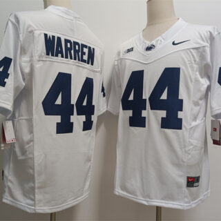 Men's Penn State Nittany Lions #44 Davis Warren White 2024 F.U.S.E. With Name Stitched Jersey
