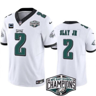 Men's Philadelphia Eagles #2 Darius Slay JR White 2024 NFC Est Champions With 3-Star C Patch F.U.S.E. Vapor Untouchable Limited Stitched Football Jersey