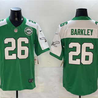 Men's Philadelphia Eagles #26 Saquon Barkley Green White 2024 F.U.S.E. With Patch Vapor Untouchable Limited Stitched Football Jersey