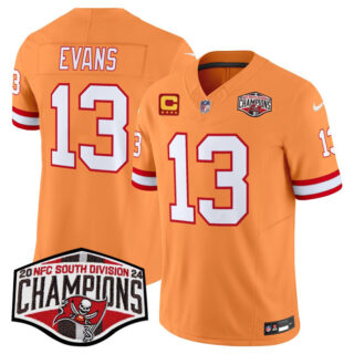 Men's Tampa Bay Buccaneers #13 Mike Evans Orange F.U.S.E. 2024 NFC South Champions With 4-Star C Patch Limited Stitched Jersey
