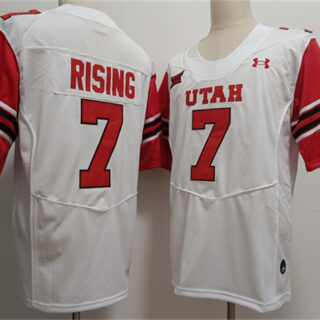Men's Utah Utes #7 Cameron Rising White Limited Stitched Football Jersey