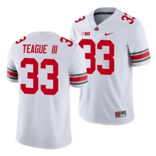 Men's Ohio State Buckeyes #33 Master Teague Iii White Game Jersey
