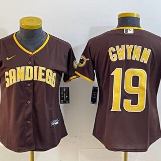 Women's San Diego Padres #19 Tony Gwynn Brown Stitched Baseball Jersey(Run Small)