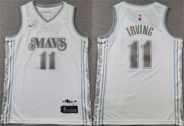 Youth Dallas Mavericks #11 Kyrie Irving White 2024 City Edition Stitched Basketball Jersey