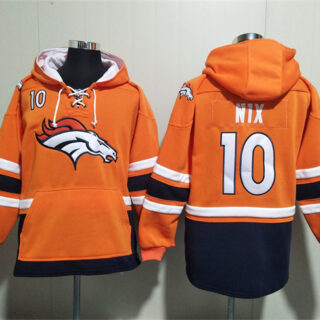 Men's Denver Broncos #10 Bo Nix Orange Ageless Must-Have Lace-Up Pullover Hoodie