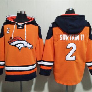 Men's Denver Broncos #2 Pat Surtain II Orange Navy Ageless Must-Have Lace-Up Pullover Hoodie