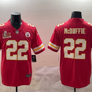 Men's Kansas City Chiefs #22 Trent McDuffie Red 2025 Super Bowl LIX Patch Vapor Untouchable Limited Stitched Football Jersey