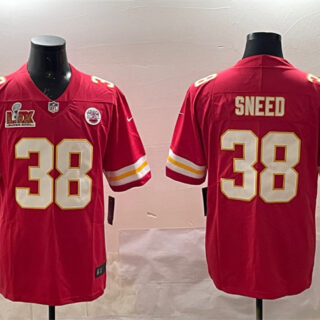 Men's Kansas City Chiefs #38 L'Jarius Sneed Red 2025 Super Bowl LIX Patch Vapor Untouchable Limited Stitched Football Jersey