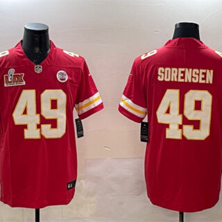 Men's Kansas City Chiefs #49 Daniel Sorensen Red 2025 Super Bowl LIX Patch Vapor Untouchable Limited Stitched Football Jersey