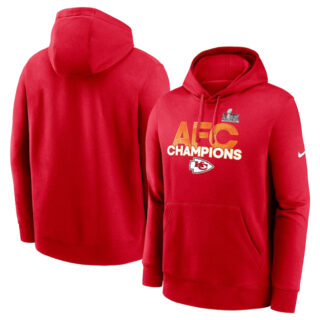Men's Kansas City Chiefs Red 2024 AFC Champions Fleece Pullover Hoodie