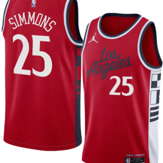Men's Los Angeles Clippers #25 Ben Simmons Red 2024 25 Statement Edition Stitched Jersey