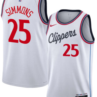 Men's Los Angeles Clippers #25 Ben Simmons White 2024 25 Stitched Jersey