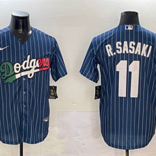 Men's Los Angeles Dodgers #11 Roki Sasaki Navy Mexico Cool Base Stitched Baseball Jersey