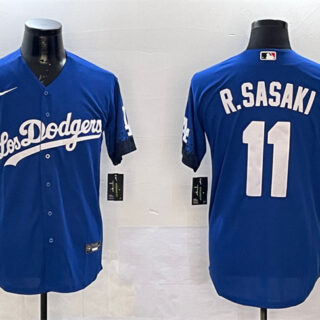 Men's Los Angeles Dodgers #11 Roki Sasaki Royal City Connect Cool Base Stitched Baseball Jersey