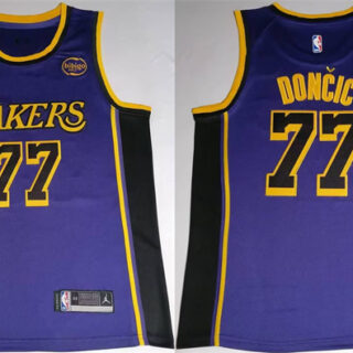 Men's Los Angeles Lakers #77 Luka Doncic Puple 2025 Stitched Basketball Jersey