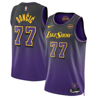 Men's Los Angeles Lakers #77 Luka Doncic Purple 2025 City Edition Stitched Basketball Jersey