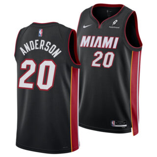 Men's Miami Heat #20 Kyle Anderson Black 2025 Icon Edition Swingman Stitched Basketball Jersey