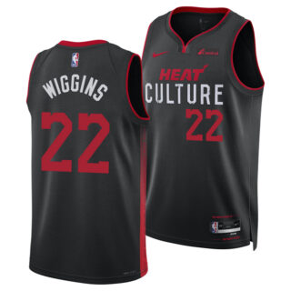 Men's Miami Heat #22 Andrew Wiggins Black 2025 City Edition Stitched Basketball Jersey