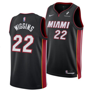 Men's Miami Heat #22 Andrew Wiggins Black 2025 Icon Edition Swingman Stitched Basketball Jersey