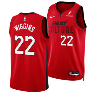 Men's Miami Heat #22 Andrew Wiggins Red 2025 City Edition Stitched Basketball Jersey