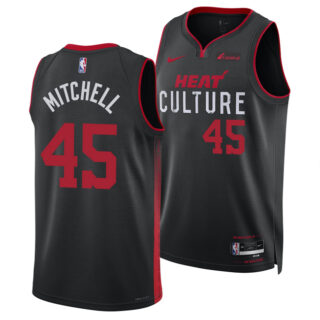 Men's Miami Heat #45 Davion Mitchell Black 2025 City Edition Stitched Basketball Jersey