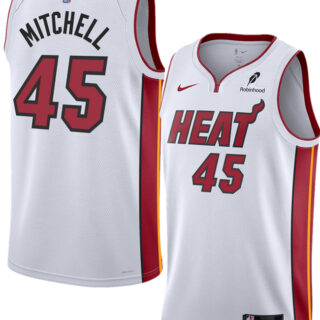 Men's Miami Heat #45 Davion Mitchell White 2025 Association Edition Swingman Stitched Basketball Jersey