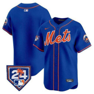 Men's New York Mets Blank Royal 2024 Spring Training V2 Limited Stitched Baseball Jersey